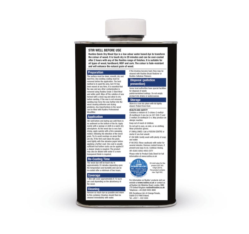 Rustins Wood Dye White 250ml - Image 2